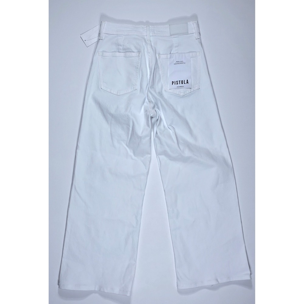 Pistola Penny Crop High Rise Wide Leg Jeans Snow White 26 - Picture 2 of 11